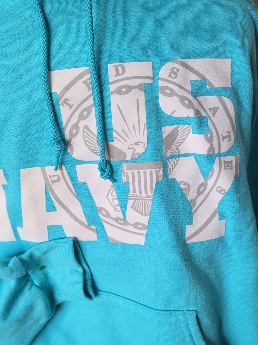 Champion US Navy Aqua Hoodie Sweatshirt Men's small - Picture 4 of 11